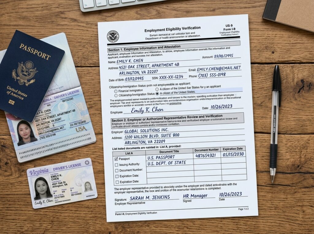 completed i 9 form example