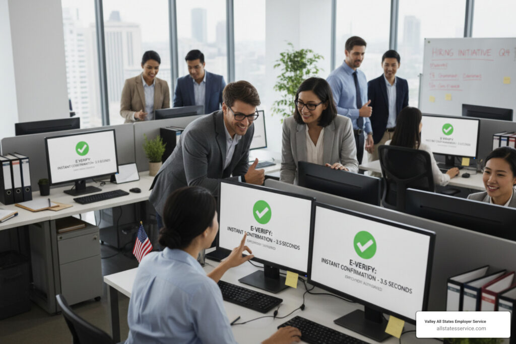 average e-verify verification time